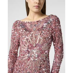 PHILIPP PLEIN Open Back Mini Dress Tattoo Paillettes