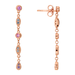 Orecchini Pendenti con Elementi Tondi e a Marquise e Cubic Zirconia Colorate