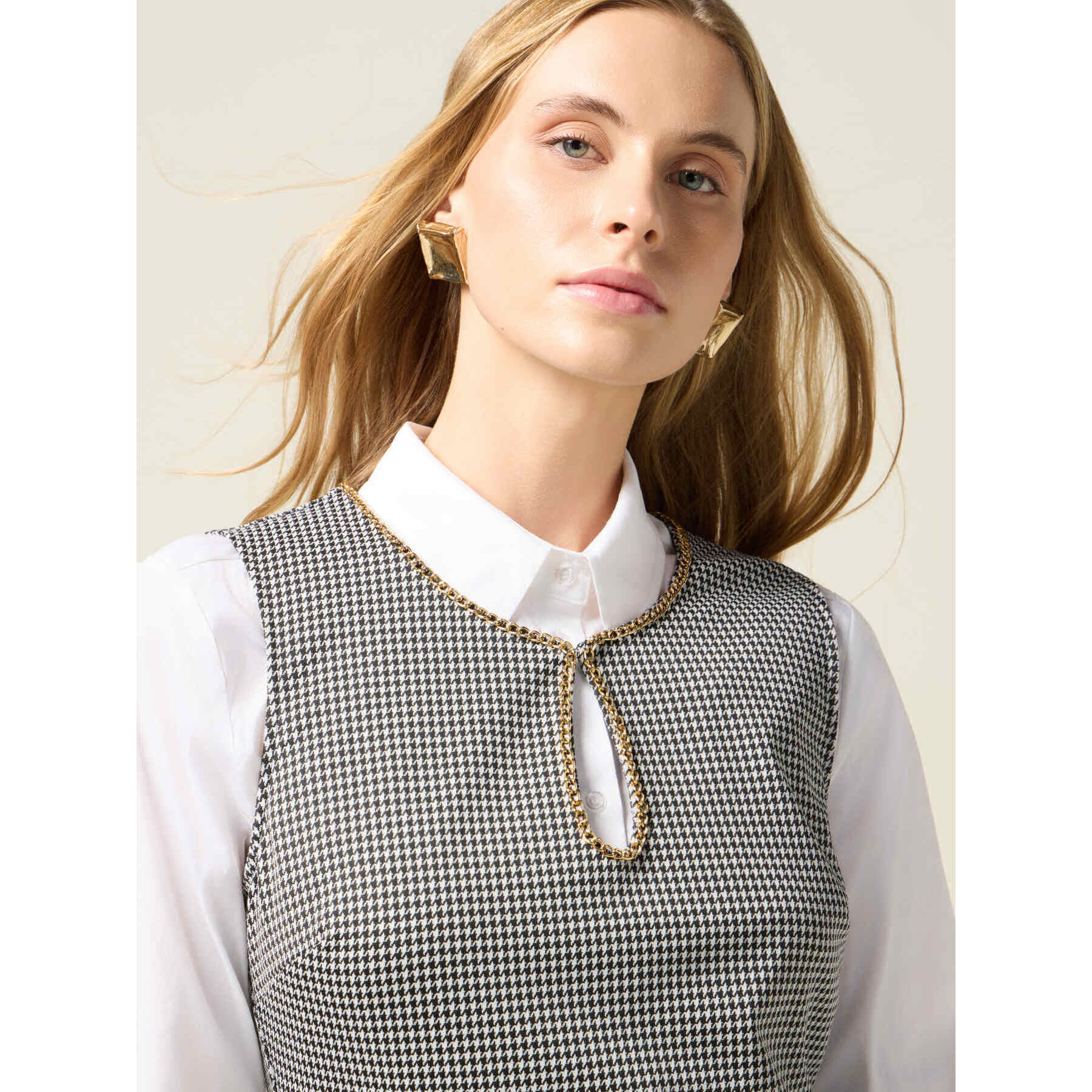 Oltre - Vestido tubo pata de gallo - Gris