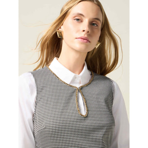 Oltre - Vestido tubo pata de gallo - Gris