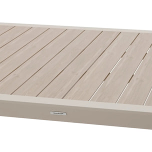 Table de jardin "Évasion" effet bois lin & argile 12 places lates en aluminium