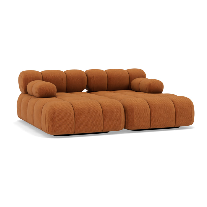 Ruby - canapé droit 4 places avec double méridienne - assise profonde - en velours texturé - Terracotta