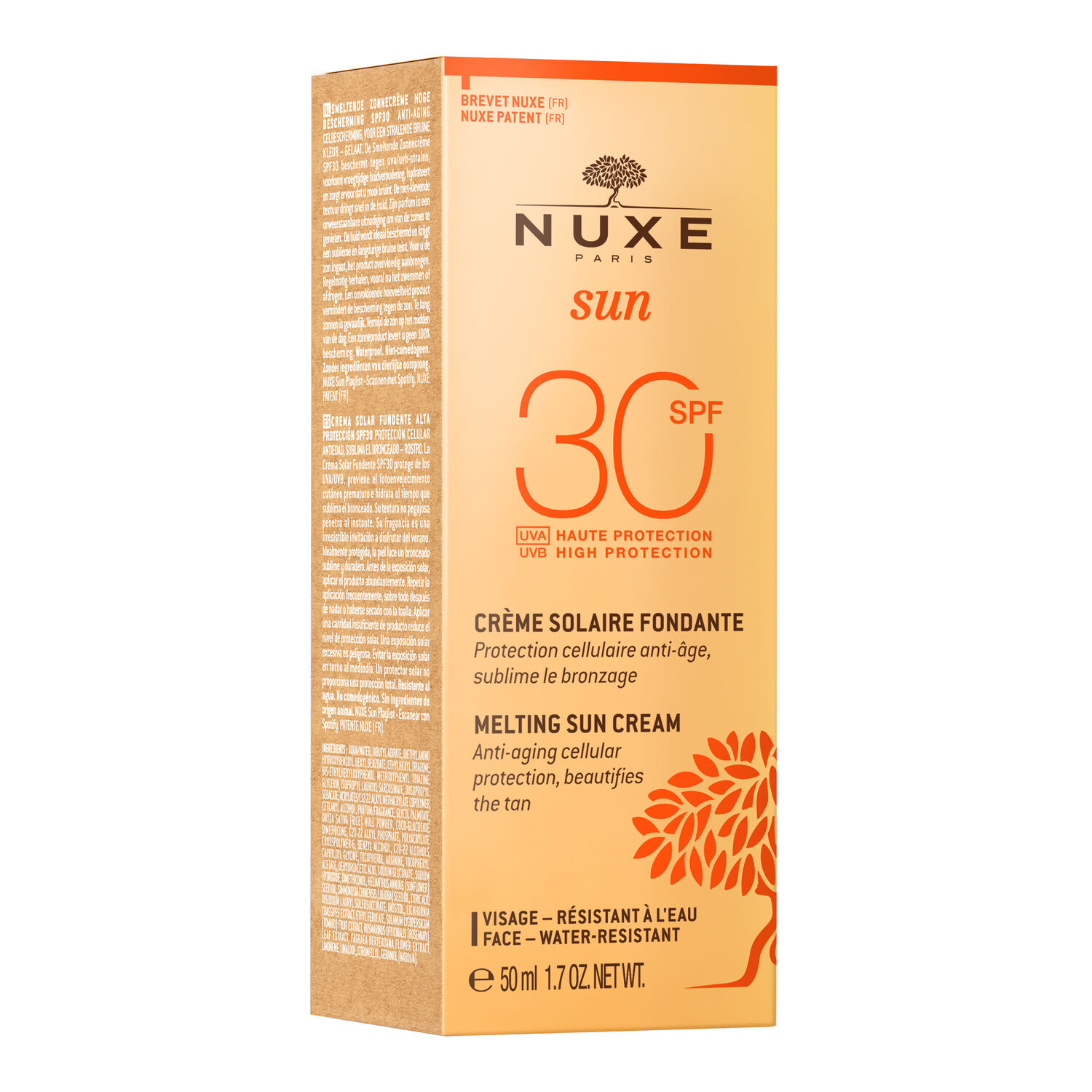 Nuxe Sun  - Crème solaire visage délicieuse Haute Protection SPF 30 - Tous types de peaux - 50ml