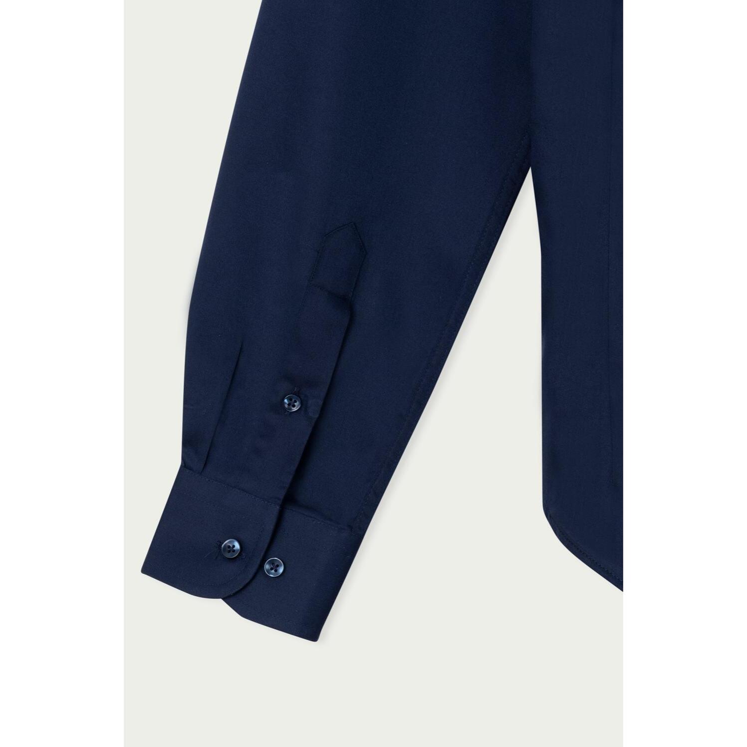 Camicia Uomo 1 Bottone Italiano Slim Satin Unito Blu