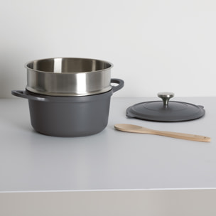 Cuiseur vapeur D24cm fonte d aluminium gris