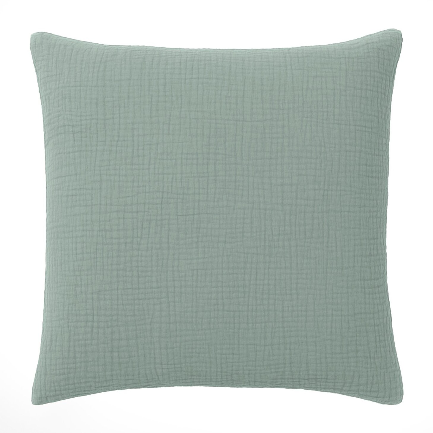 Paire de taies d'oreiller gaze de coton lavé vert givrée