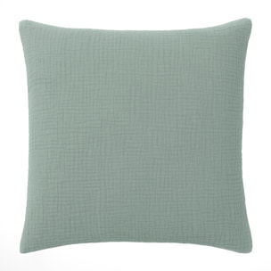Paire de taies d'oreiller gaze de coton lavé vert givrée