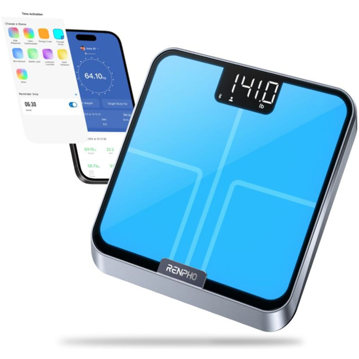 Pèse personne connecté RENPHO Elis Chroma A017 - Impédancemètre Intelligent, Éclairage LED, 13 données corporelles - Rechargeable