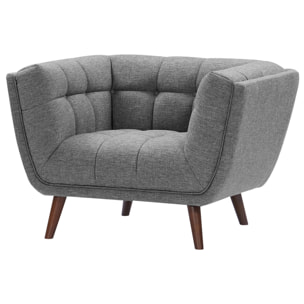 Fauteuil capitonné en tissu gris - Carmen