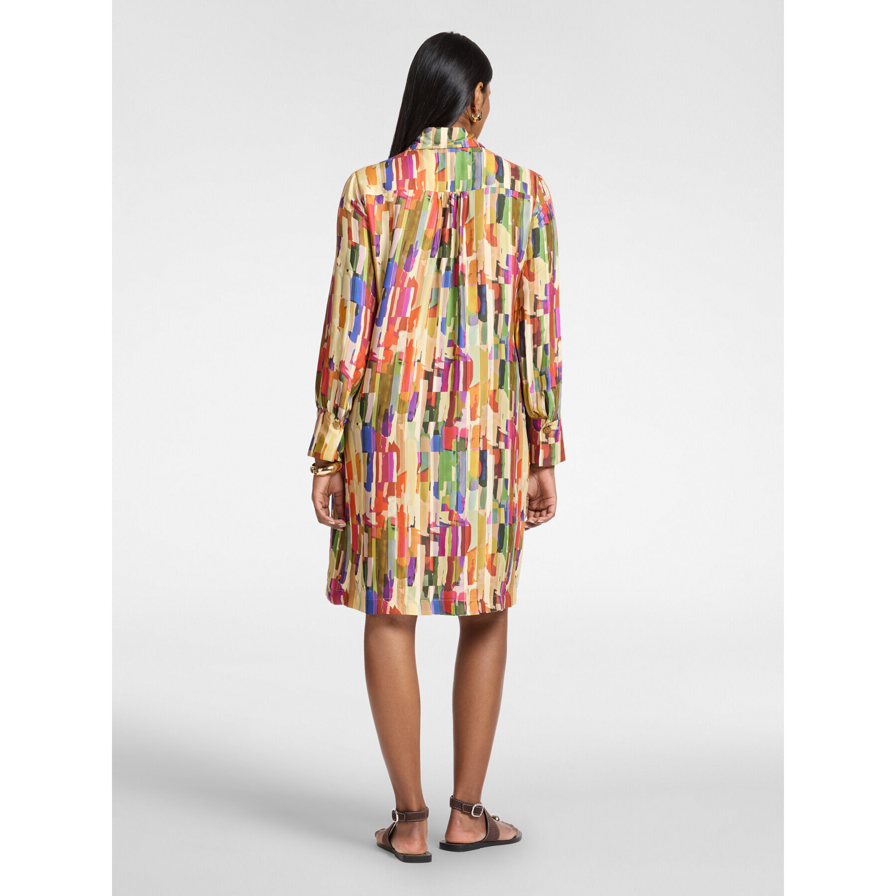 Elena Mirò - Vestido estampado con lazo - Beige