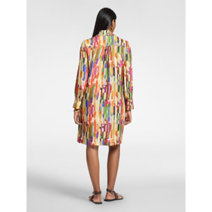 Elena Mirò - Vestido estampado con lazo - Beige