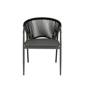 Fauteuil de jardin empilable acier et cordes (lot de 2) LIORA