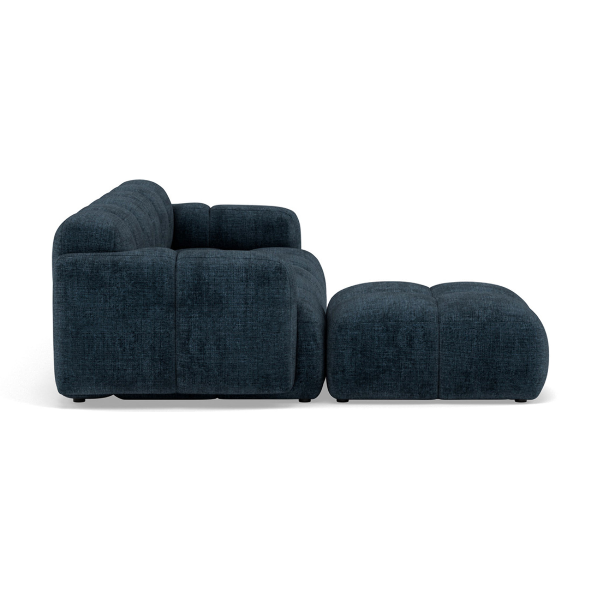Grace - canapé modulable d'angle réversible 4 places en velours texturé - Bleu