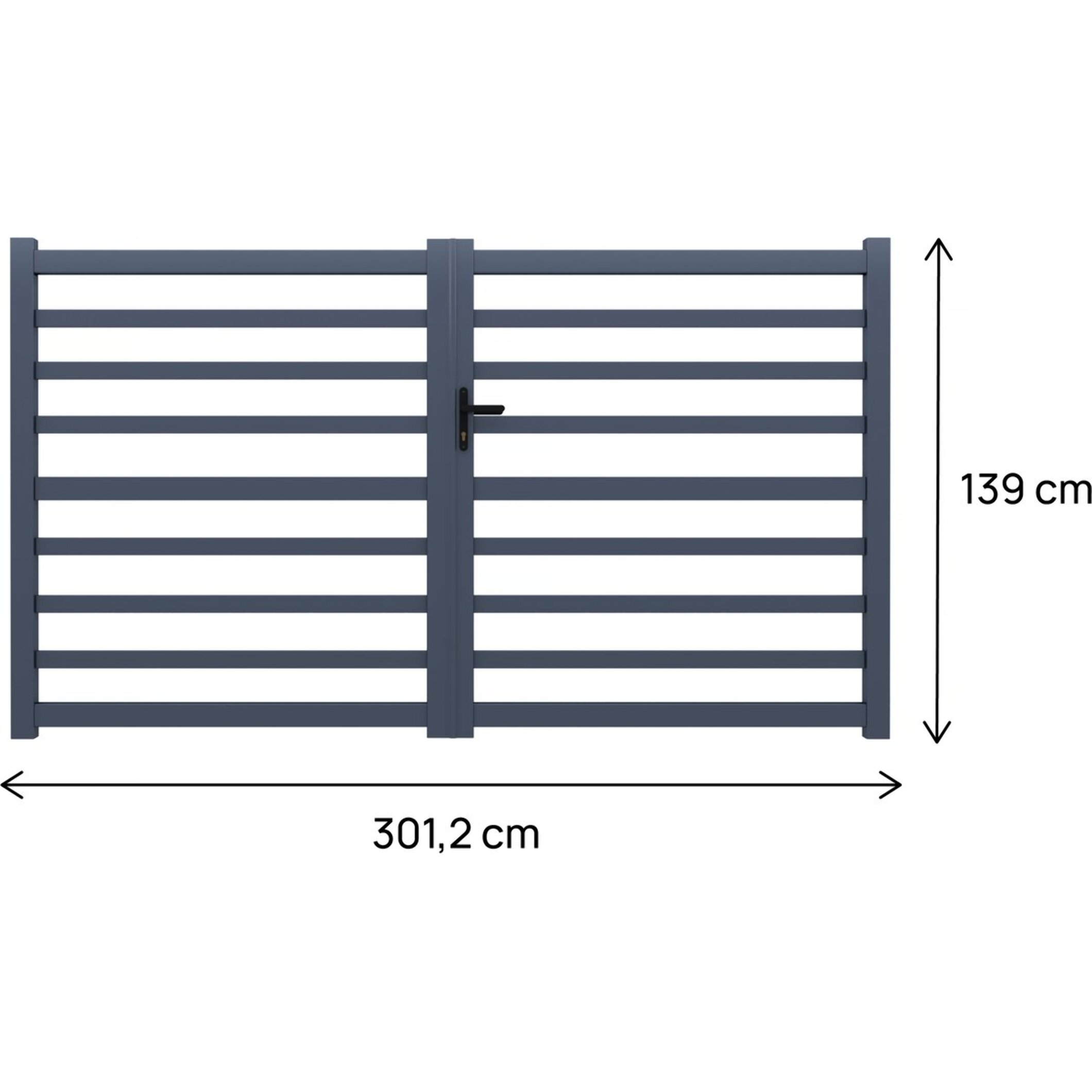 Portail aluminium ajouré "Martin" - 300 x 140 cm - Gris