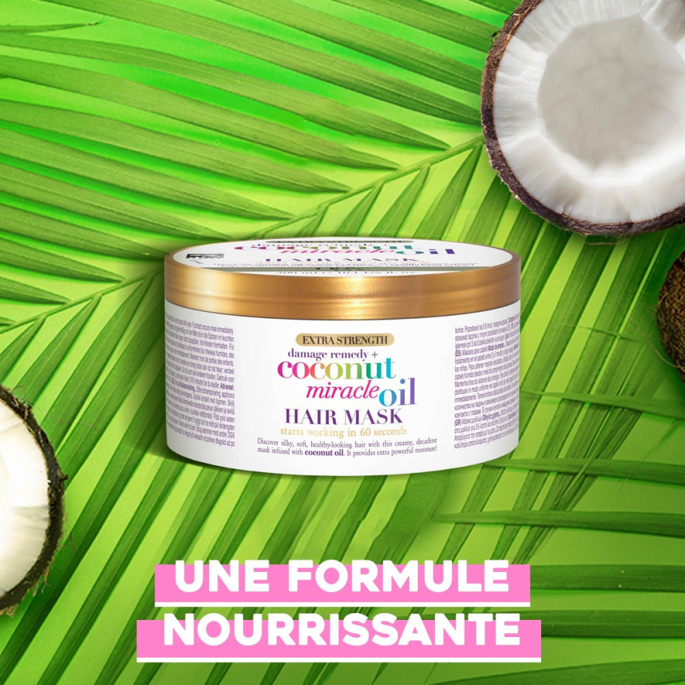 OGX Miracle Masque capillaire à l'huile de noix de coco, 300ml - Répare et hydrate contre les frisottis