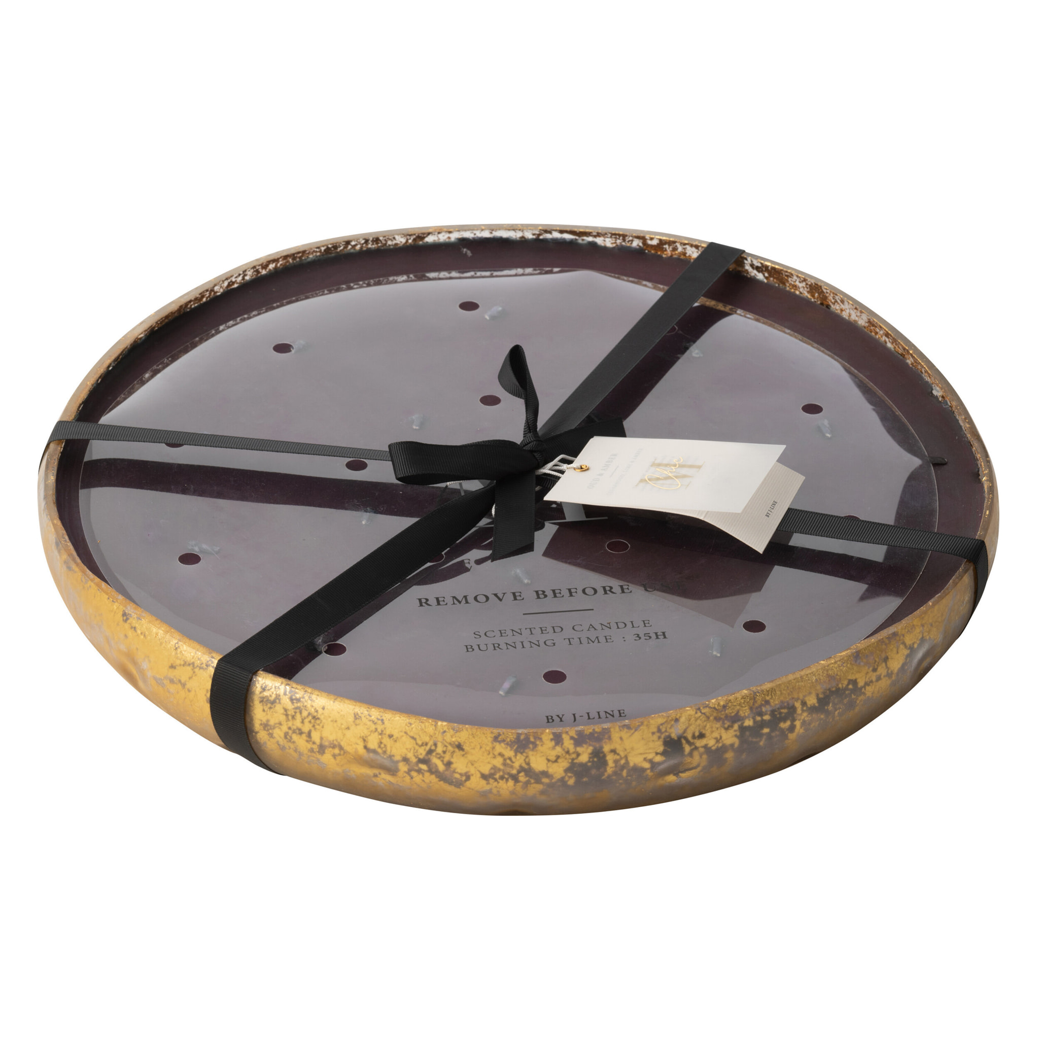 J-Line bougie parfumée M-Chic - Oud & Amber - verre - or/noir - extra large - 35H