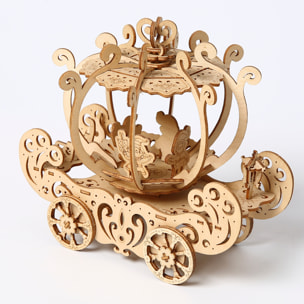 Maqueta de Madera 3D, diseño de Carruaje de calabaza con movimiento mecánico. 82 piezas.