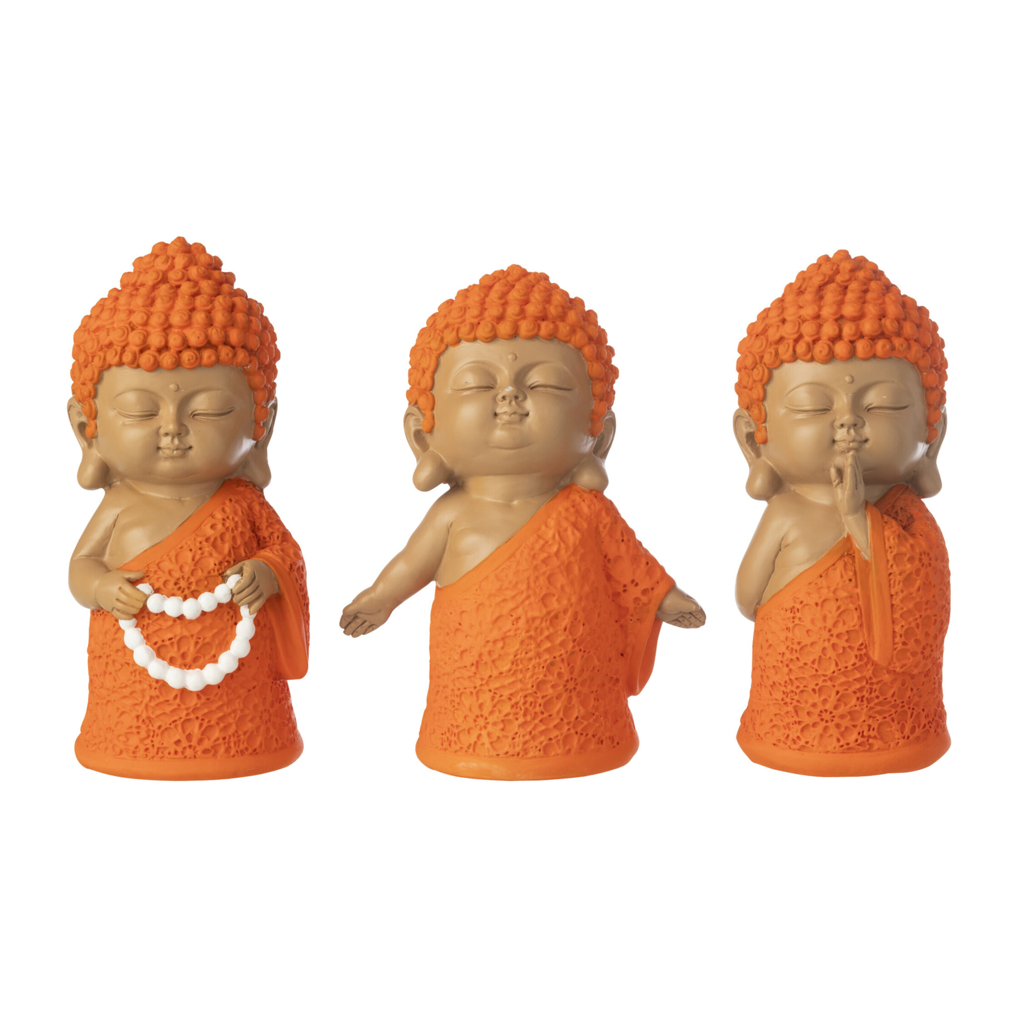 J-Line Moine Chaîne décoratif - polyrésine - orange - 3 pièces