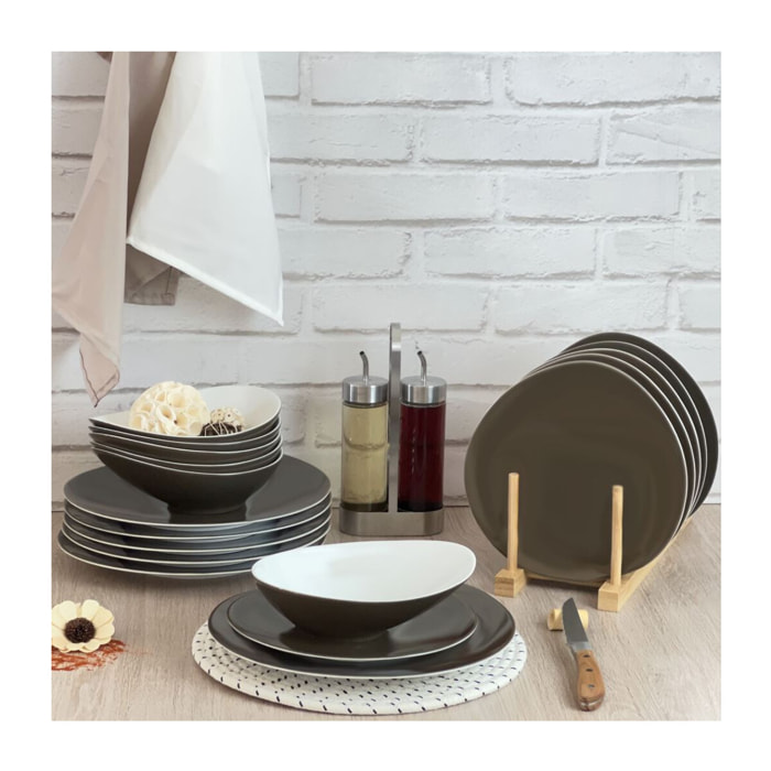 Sven Taupe foncé   - 6 assiettes creuses