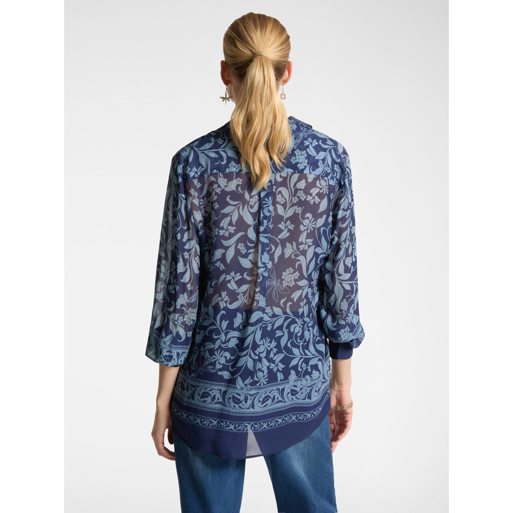 Elena Mirò - Camicia dalla stampa foliage - Blu