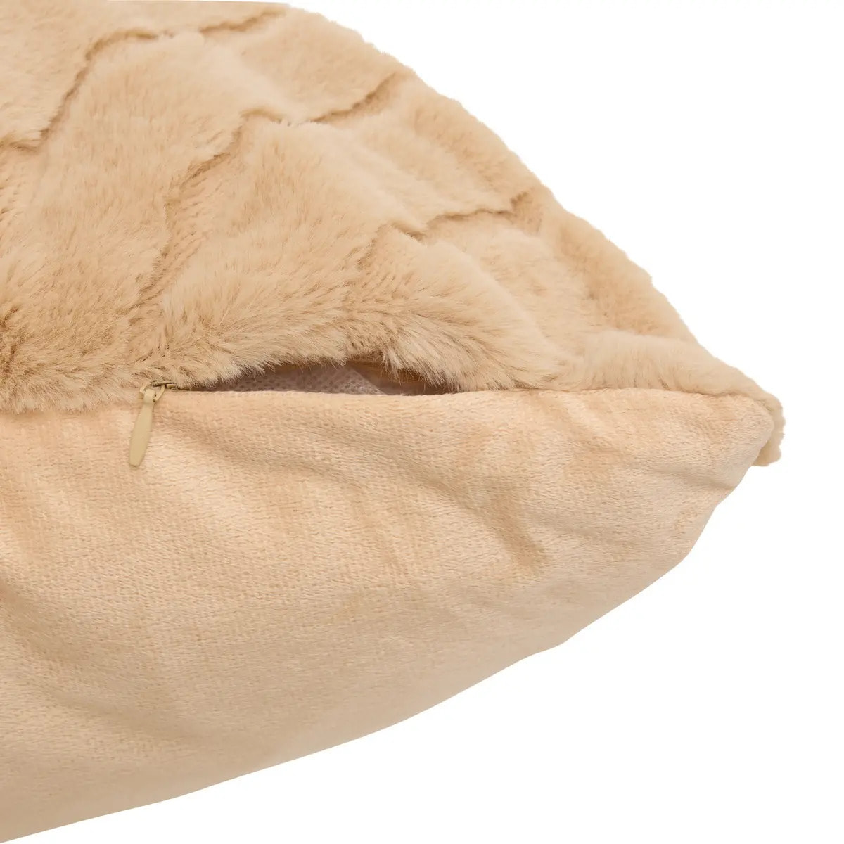 Coussin Arka rectangulaire 50x80cm effet fausse fourrure beige