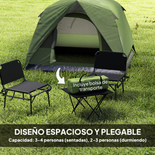 Tienda de Campaña para 2-4 Personas Tienda de Camping Plegable con Puerta Ventanas de Malla Bolsillo Gancho y Bolsa de Transporte Impermeable Fácil Instalación para Senderismo Verde y Gris