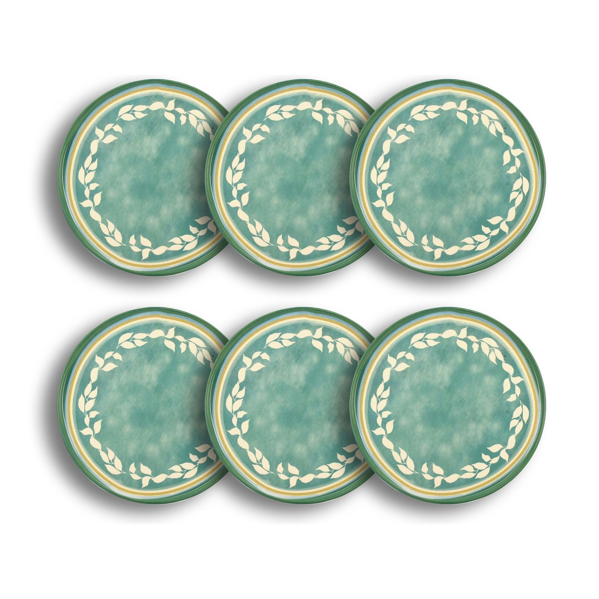Lot de 6 assiettes plates en faïence verte 27,5cm CAPRIA