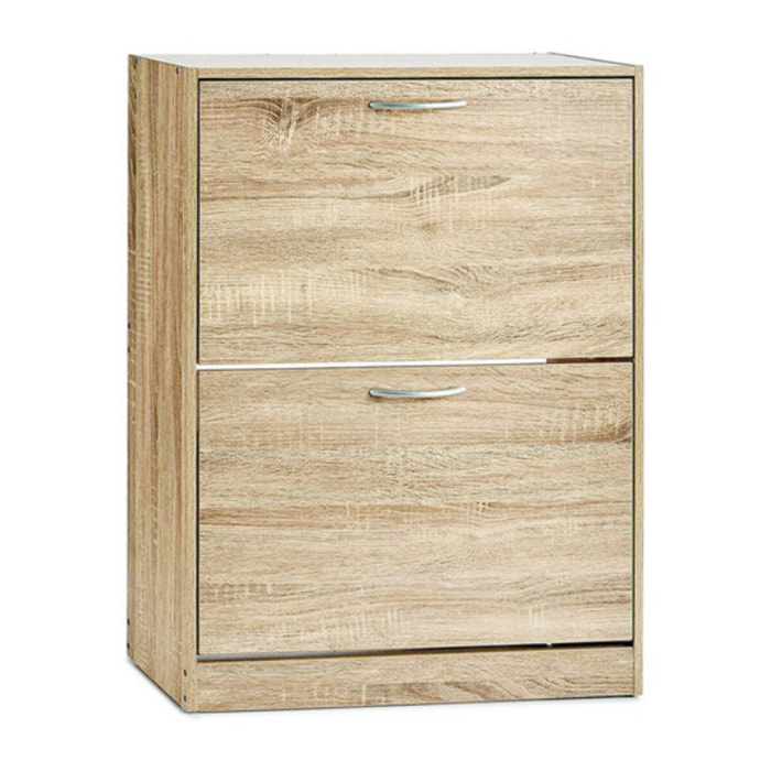Scarpiera 2 ante salvaspazio in finitura rovere, mobile porta scarpe compatto fino a 12 paia, design moderno e funzionale, ideale per ingresso e corridoio, struttura resistente, facile da montare con istruzioni e accessori inclusi