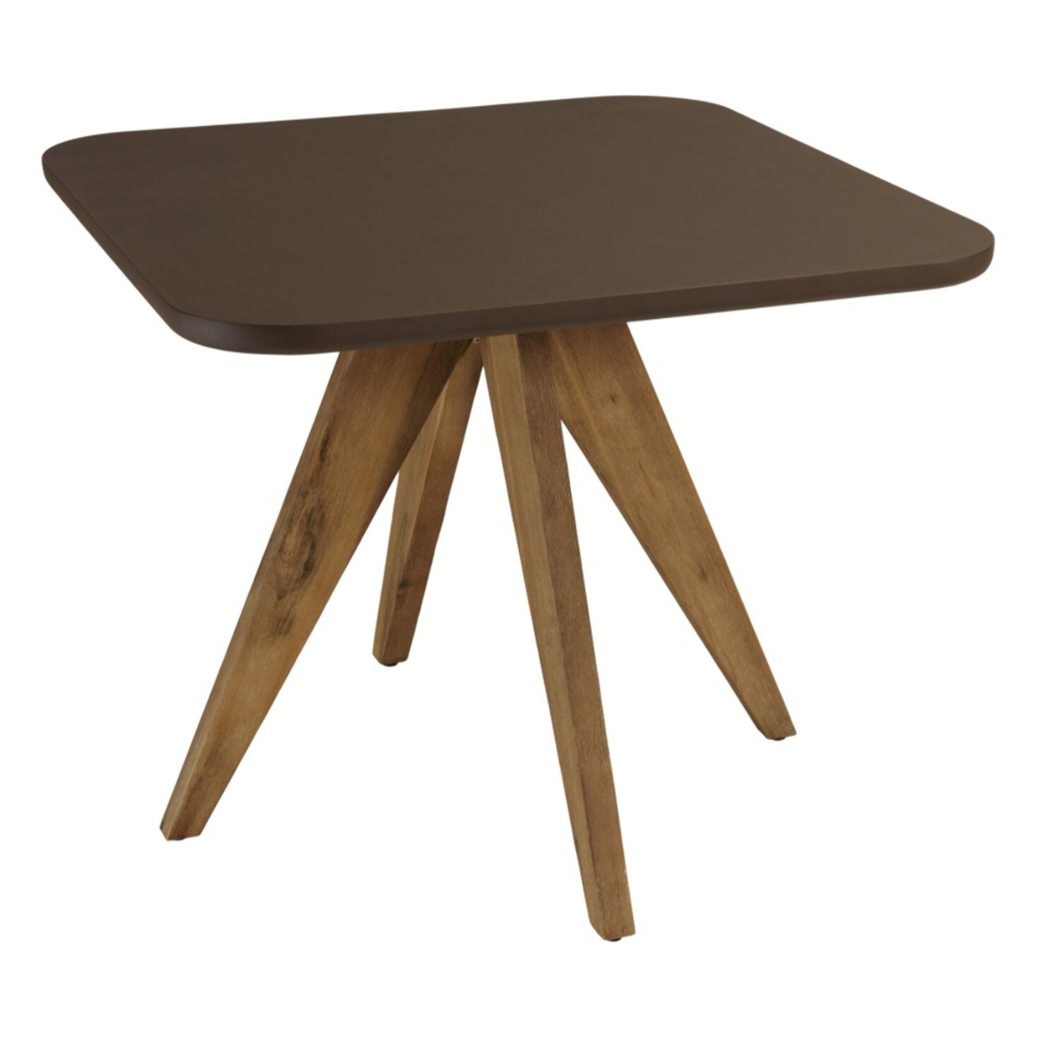 NESTOR - Table à manger carrée 90x90cm effet béton marron pied bois d'acacia