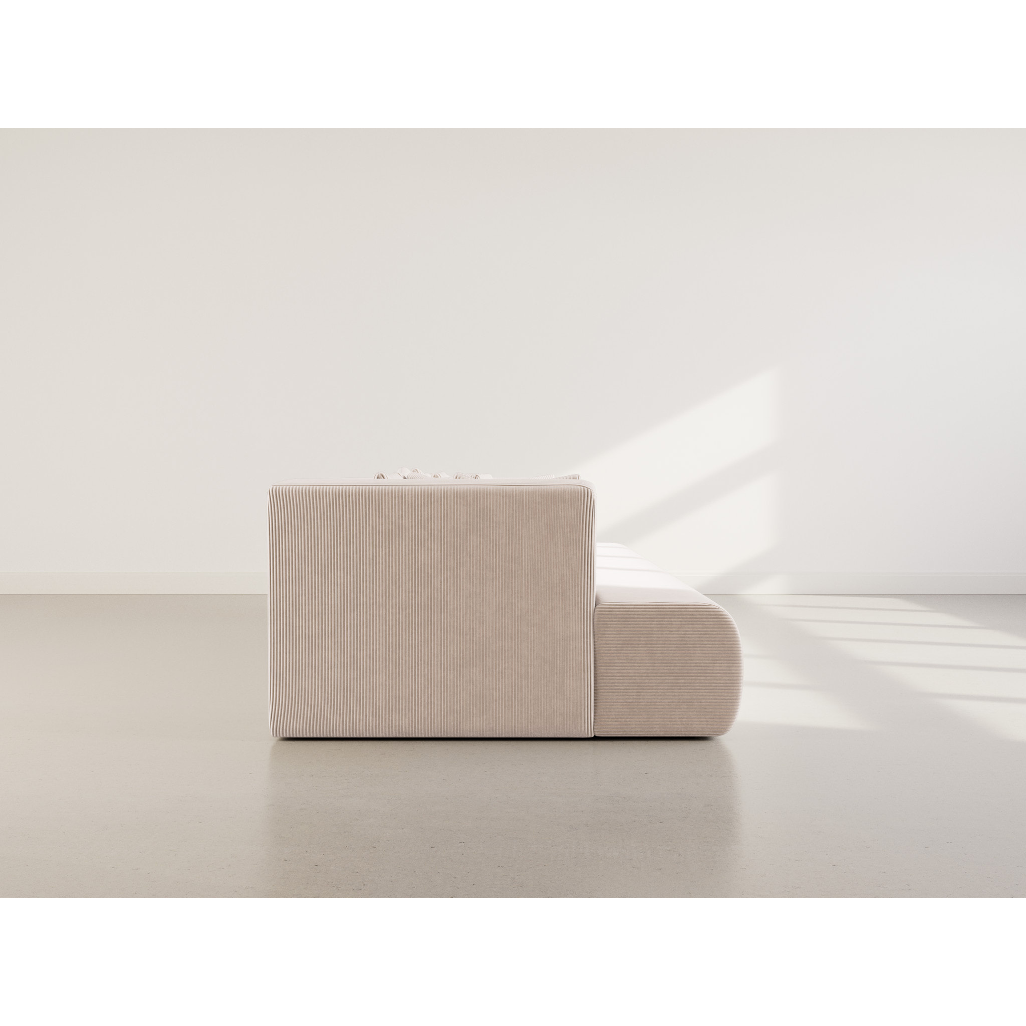 Onyx - canapé droit 4 places avec double méridienne - assise profonde - en velours côtelé - Beige