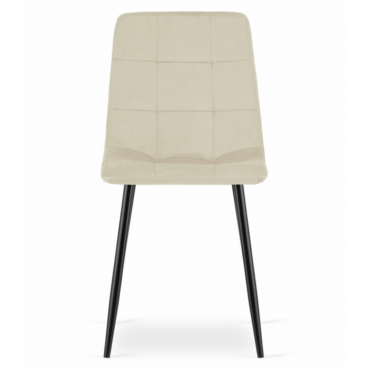Sedia Kara in velluto beige con gambe nere