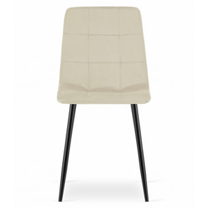 Sedia Kara in velluto beige con gambe nere