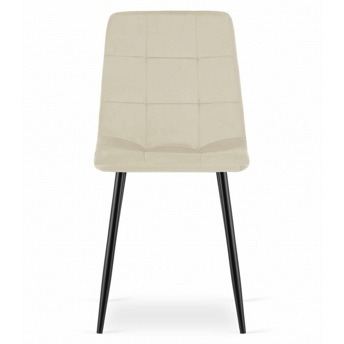 Sedia Kara in velluto beige con gambe nere