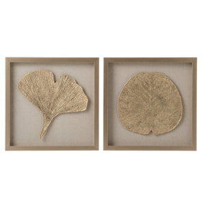 J-Line Tableau Polystyrène Doré Assortiment De 2
