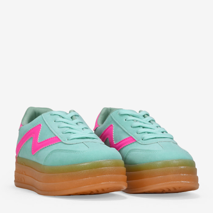 Zapatillas con plataforma verde menta