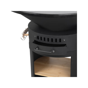 Barbecue plancha brasero à charbon et bois "Cesar premium" - Ø 81 cm - Noir