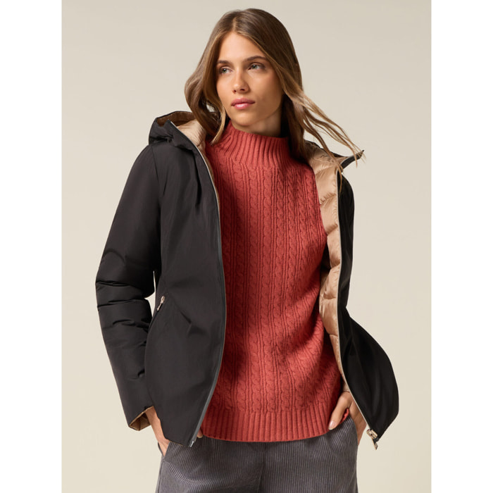 Oltre - Piumino lightweight corto con cappuccio - Nero