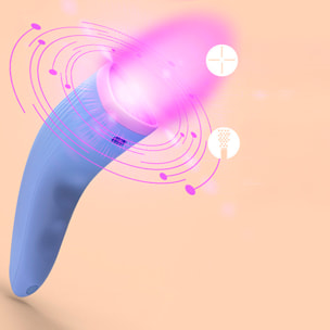 Lámpara portátil de luminoterapia con luz roja y azul.