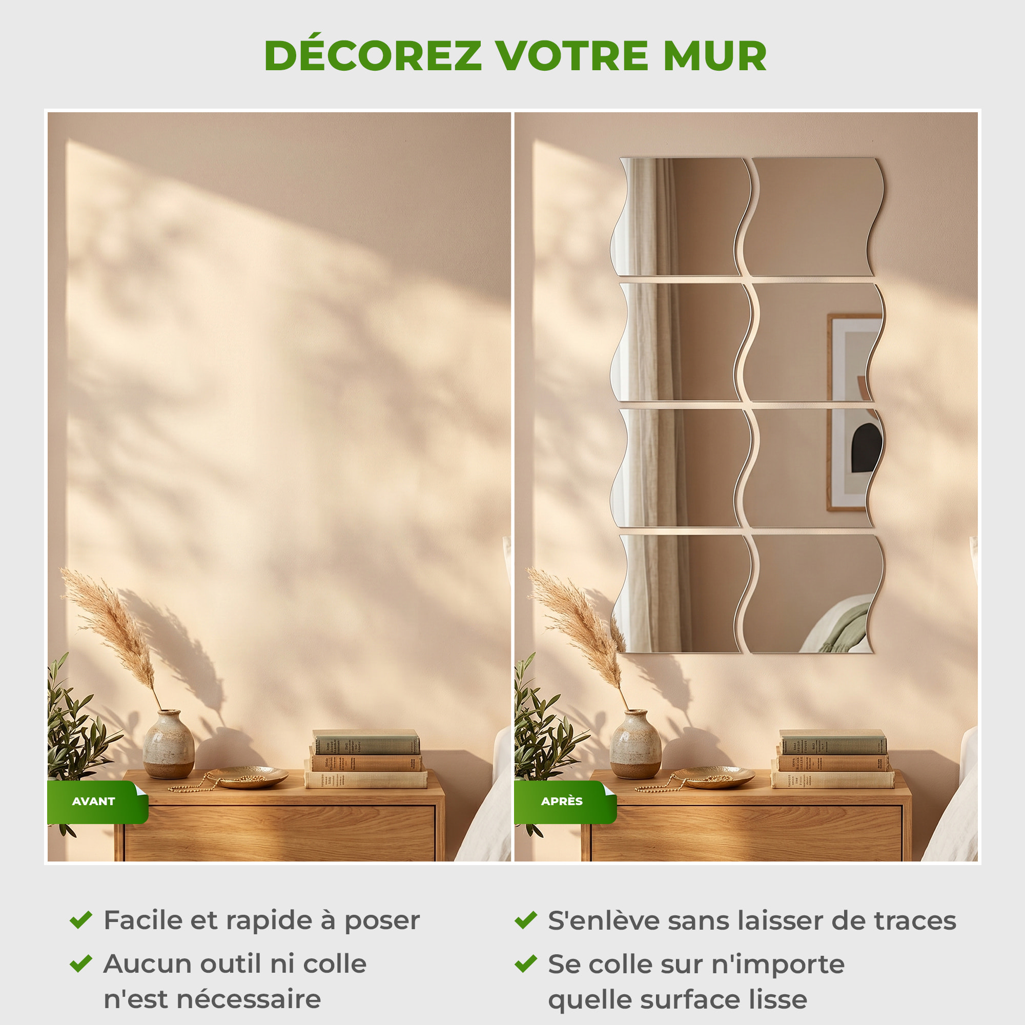8 stickers miroirs vagues