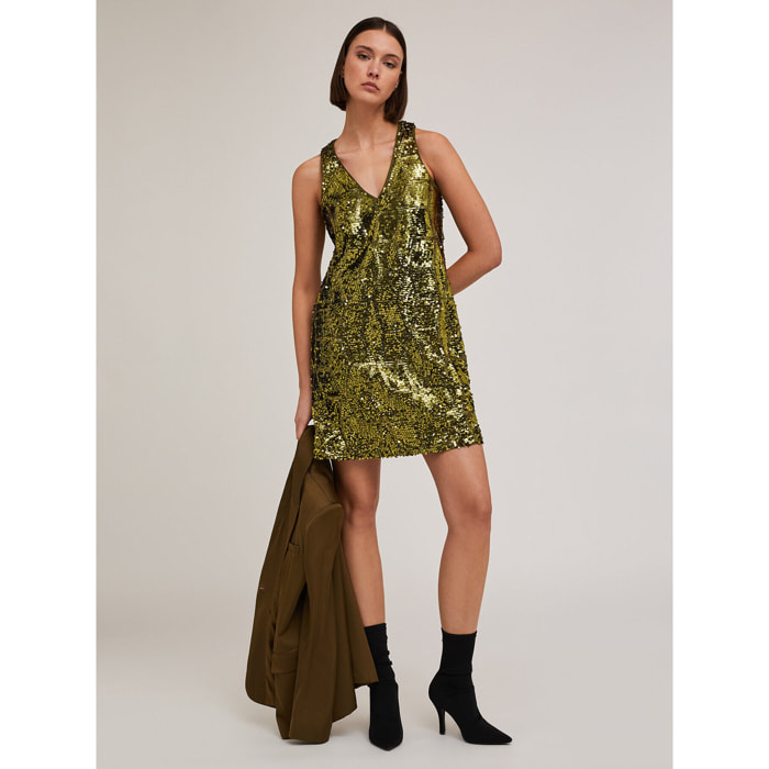Motivi - Vestito in paillettes disegno geometrico - Verde