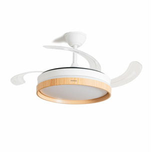 Ventilatore da Soffitto con Luce LED e 4 Pale Retrattili Woteez InnovaGoods Legno 72 W Ø49-104 cm