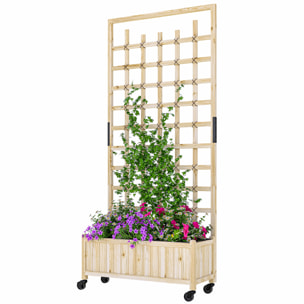 Jardinière treillis haut H.186 cm mobile bois sapin pré-huilé