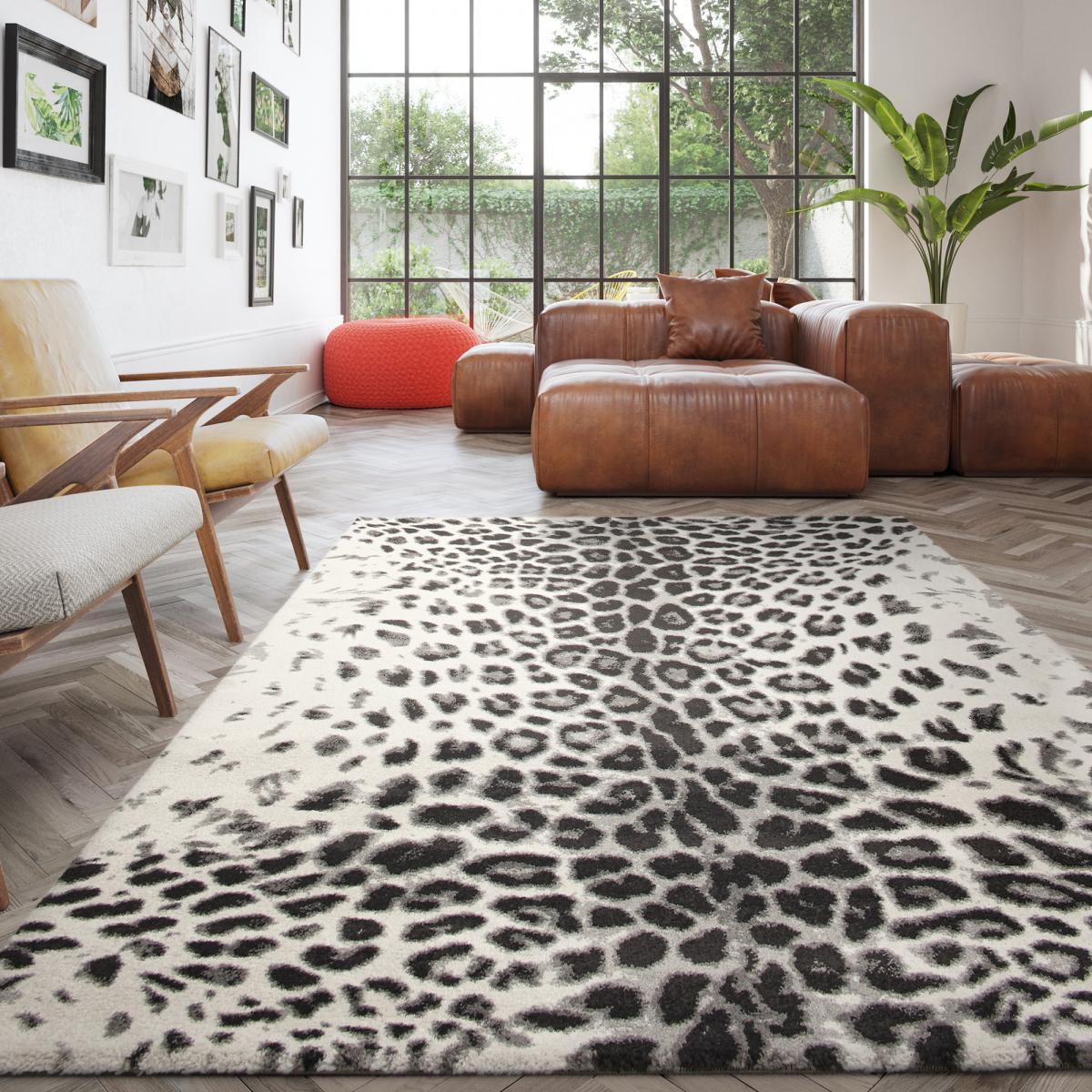 Tapis salon et chambre tissé motif animaux BULO