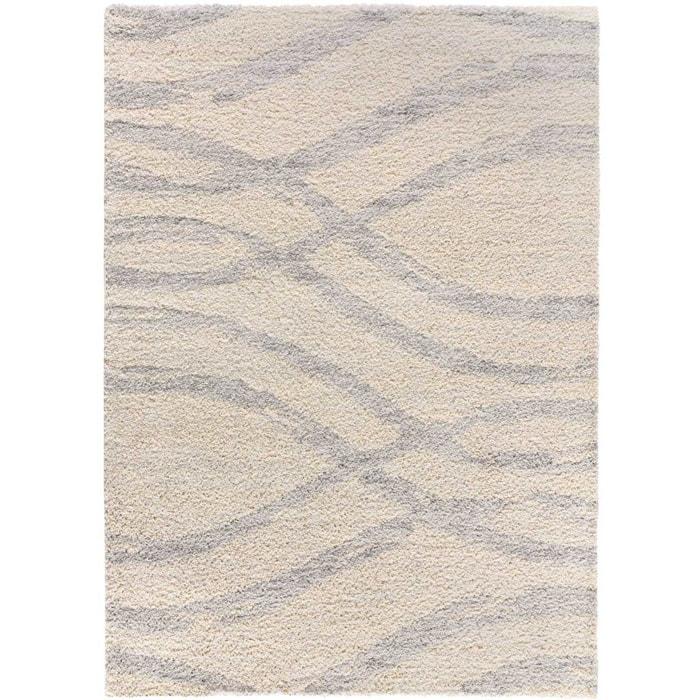 HELIA Alfombra shaggy de estilo escandinavo en beige y gris, varias medidas disponibles