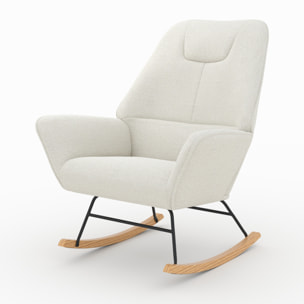 Rocking-chair en tissu bouclé blanc - Shaun