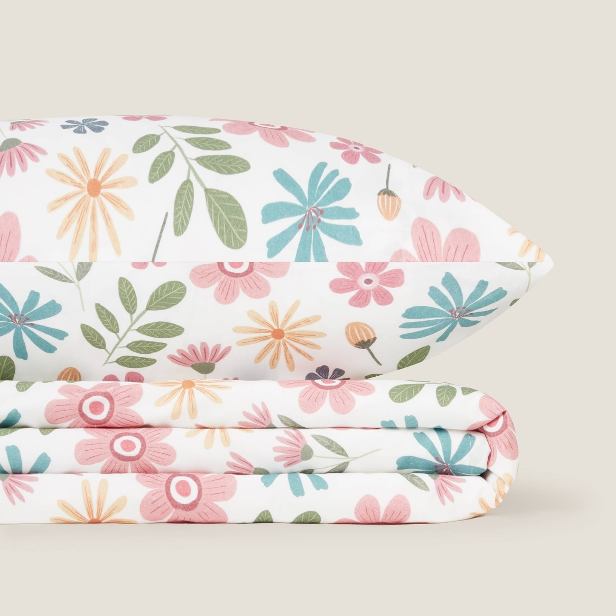 Sábana algodón flores Kayla color blanco 100% Algodón percal