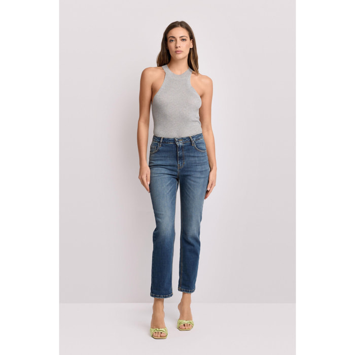 Kocca - Pantaloni in denim taglio cropped Donna, Denim