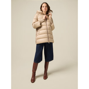 Oltre - Plumífero midi con capucha - Beige