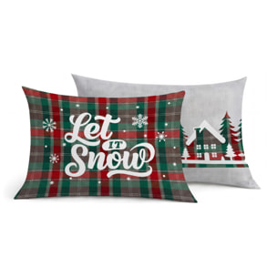 Parure Copripiumino Sacco e Federe in Morbida e Calda Flanella 100% Cotone Fantasia Tartan Verde Disegno Snow