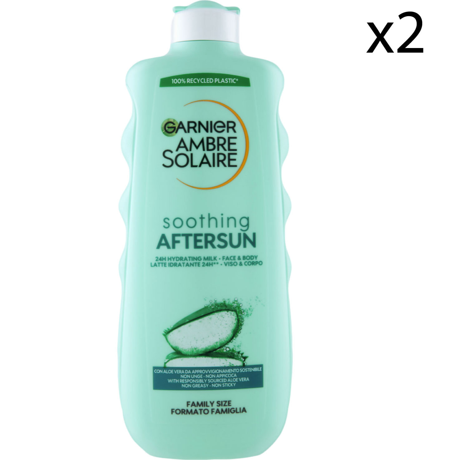 2x Doposole Latte Idratante Lenitivo con Aloe Vera per Viso e Corpo Ambre Solaire - 2 Flaconi da 400ml